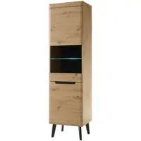 Furn.Design VITRINE Eiche Artisan, schwarz 53 cm, Vitrinenschrank skandinavisch