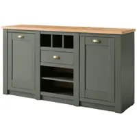 Furn.Design Sideboard "Norwich" grün Eiche Landhaus Kommode mit Weinregal 145 x 83 cm
