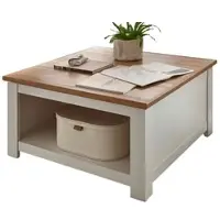 Furn.Design Couchtisch "Hemsby" in weiß Pinie und Eiche Wotan Landhaus mit Truhe und Ablage