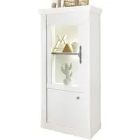 Furn.Design VITRINE weiß Pinie Landhaus, Vitrinenschrank 70 x 146 cm, Soft-Close-Funktion