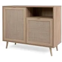 Furn.Design Kommode "Niran" in Sonoma Eiche mit Bast - Nachbildung skandinavisch 102 x 87 cm