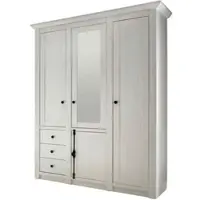 Furn.Design Kleiderschrank Hooge in weiß Pinie Landhaus Drehtürenschrank 4-türig mit Spiegel 147 x 206 cm