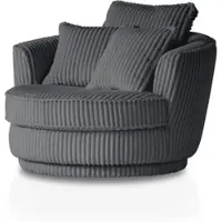 Furn.Design Drehsessel "Comfy" in grau Mega-Cord XL Sessel 360° drehbar inklusive 3 x Kissen