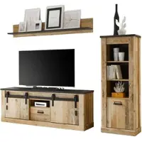 Furn.Design Wohnwand "Stove" in Used Wood anthrazit Schrankwand Set 3-teilig mit Soft-Close