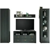Furn.Design Wohnwand "Forres" 4-teilig grün Landhaus Schrankwand 270 x 198
