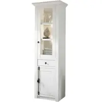 Furn.Design VITRINE Pinie weiß 63 cm, Vitrinenschrank im Landhaus-Stil