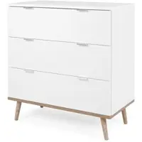 Furn.Design Schubkastenkommode "Lundby" weiß mit Eiche Sonoma 80 x 87 cm, Kommode skandinavisch