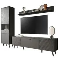 Inn.Furn Wohnwand "Madea" in grau matt Wohnkombination 3-teilig 258 x 195 cm