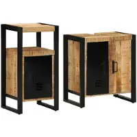 vidaXL Badezimmermöbel-Set 2 stk. Braun und Schwarz 55 x 35 x 60 cm