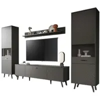 Inn.Furn Wohnwand "Madea" in grau matt Wohnkombination 4-teilig 331 x 195 cm