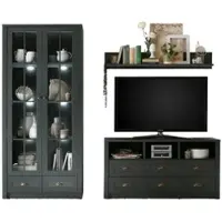 Furn.Design Wohnwand "Forres" 3-teilig grün Landhaus Schrankwand 240 x 198