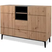 Furn.Design Kommode "Liam" in Artisan Eiche und schwarz Sideboard 120 x 90 cm