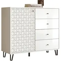 Inn.Furn Kommode "Relief" in weiß Hochglanz Sideboard mit 3-D Struktur 110 x 96 cm