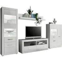 Furn.Design Wohnwand "Carrara" weiß Hochglanz Schrankwand 4-teilig 335 x 198