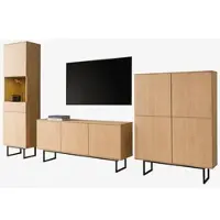 Furn.Design Wohnwand "Breda" in Stone Eiche Wohnkombination 3-teilig 353 cm, mit Push-to-Open