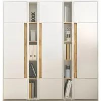 Furn.Design AKTENSCHRANK Set 5-teilig weiß matt, Eiche Wotan 190 x 200 cm, Schrank-Regal-Kombination mit 25 Fächern
