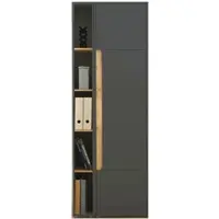 Furn.Design AKTENSCHRANK Set 2-teilig Grau, Eiche Wotan 70 x 200 cm, Schrank-Regal-Kombination mit 5 Ordnerhöhen