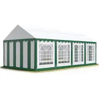 Sonstiges TOOLPORT Partyzelt Festzelt 4x8 m Garten-Pavillon PVC Plane 700 N in grün-weiß Wasserdicht