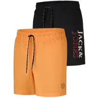 Jack & Jones Badehose Herren lang Regular Fit Badeshorts 2er Pack JPSTMAUI SWIM MIX - Pack 3 (ICELAND POPPY) - 3XL