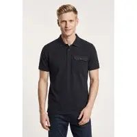 Camel Menswear Poloshirt CAMEL ACTIVE, Herren, Gr. XL, schwarz (schwarz navy), Piqué, Obermaterial: 100% Baumwolle, unifarben, normal hüftbedeckend, Rundhals, Bündchen, Shirts Poloshirt, mit Brusttasche