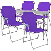 Mojawo 5teiliges Campingmöbel Set Alu wetterfest robust 120x60x58/70cm Lila