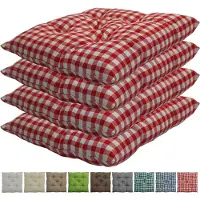 NYVI Stuhlkissen Genua 38x38 cm 4er Pack Sitzkissen mit Steppung, Farbe:Karo-Rot