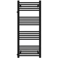 Mert Radiator Badheizkörper Schwarz matt 500 x 1200 mm – Handtuchheizkörper mit Seitenanschluss, Anschluss 900 mm, 496 Watt, ohne Heizstab