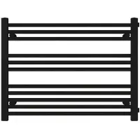 Mert Radiator Badheizkörper Schwarz matt 800 x 600 mm – Handtuchheizkörper mit Seitenanschluss, Anschluss 500 mm, 407 Watt, ohne Heizstab