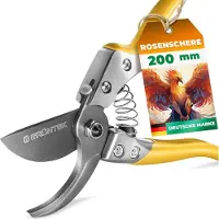 GRUNTEK Gartenschere PHOENIX 200 mm TEFLON, Bequeme Bypass Baum-Garten-Astschere automatisch öffnende Teflon-Klinge 50mm Bypass, Rosenschere, Rebschere, Baumschere