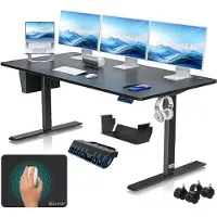 Kesser Höhenverstellbarer Schreibtisch elektrisch, 3-Funktions-Memory, inkl. Rollen & USB-Anschluss