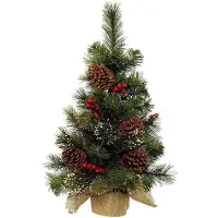 Christmas Decoration Tannenbaum künstlich mit Beeren und Zapfen im Jutesack 60cm - Grün
