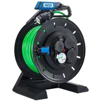 Hedi Vollkunststoff-Kabeltrommel Generation 7 Champion Ø 290 mm mit Schleifring, blau - K7SR40QTF530
