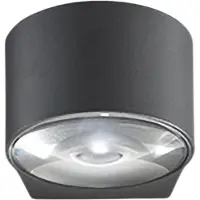 Zafferano LED-Wandleuchte mit Linsenoptik, doppelte Lichtausstrahlung, Alu-Druckguss, Dunkelgrau, 12W, IP65, Außen & Innen, Maße: 7,6 x 10,5 x 12 cm, Modern