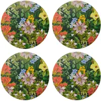 Creative Tops 4er Set Tischsets, Platzsets rund Floral Blumen bunt Kork D. 29cm