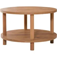 CALICOSY - Runder Couchtisch mit 2 Ebenen in Atlantik-Kiefer-Nachbildung D70 cm - ROBY