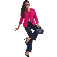 HEINE Bouclé-Blazer in fuchsia-kirsche-meliert | Gr.: 42