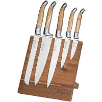 Blackwell Messerblock - Laguiole - Olivenholz - Kochmesser, Brotmesser, Fleischmesser, Officemesser & Schälmesser 6-teilig