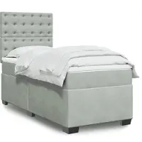 vidaXL Boxspringbett mit Matratze Hellgrau 80x200 cm Samt
