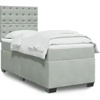 vidaXL Boxspringbett mit Matratze Hellgrau 100x200 cm Samt