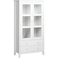 HOMCOM Vitrine für das Wohnzimmer / Küchenschrank mit 2 Glastüren, 3 Einlegeböden und 2 Schubladen – für Esszimmer und Büro – 80 x 40 x 160 cm – Weiß
