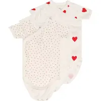 Petit Bateau Body 3 Bodys Naiss Mc Babys Weiß Hearts (3er Set)-Maat 50 - 0 maanden