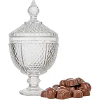 Home Deco Factory Bonbonniere mit Deckel - Dekoriertes Glas - 15 x 28 cm - Bonbonglas