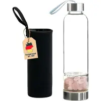 Intirilife Trinkflasche mit Heilsteinen und Tasche 400ml