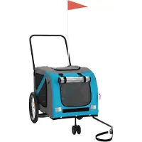 vidaXL Fahrradanhänger Hunde Blau und Grau Oxford-Gewebe und Eisen