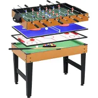 HOMCOM MULTIGAME Spieletisch 4 in 1 , Partyspieltisch mit Tischtennis Stahl