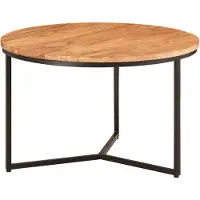Wohnling Couchtisch 60x60x38 cm Akazie Massivholz / Metall Design Sofatisch Rund Wohnzimmertisch Kaffeetisch Massiv Kleiner Tisch Wohnzimmer
