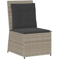 vidaXL Garten-Sofa mit Kissen Hellgrau Poly-Rattan