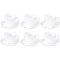 Wilmax England Wilmax Kaffeetasse mit Untertasse 110 ml 6er-Set Weiß aus Porzellan