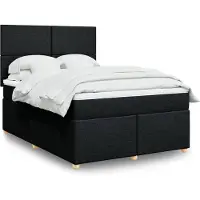 vidaXL Boxspringbett mit Matratze Schwarz 140x200 cm Stoff