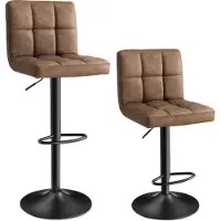 Songmics 2er-Set Barhocker mit Lehne, höhenverstellbar, PolyurethanBezug
